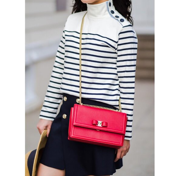 NWT J.Crew Womens Stripe Button-Shoulder Turtleneck Knits Off White Blue size S - Picture 1 of 11